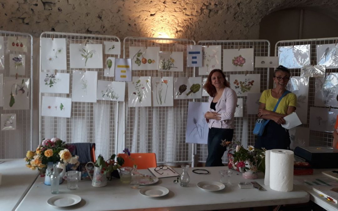 Exposition des travaux des élèves de l’atelier au château du Touvet lors de la journée des plantes